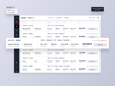 Atlas – Routes & Biddings design logistics product design ui ux web