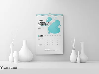 Wall Calendar mockup PSD Free Download 3d a3 animation branding graphic design logo ui