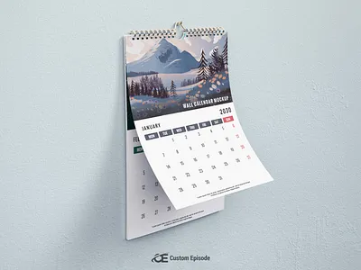 Free Download Wall Calendar mockup 3d a3 animation branding graphic design logo motion graphics ui