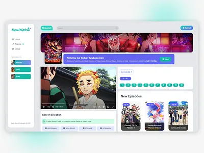 KamiWatch - Anime Streaming Service Design anime anime website coding design film freelancer web developer graphic design minimal programmer streaming ui webapp webdesign webdeveloper website