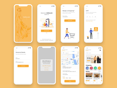 Onboarding 023 app clean cloth cloth industry dailyui dashboard design filter home ios name onboarding orange otp search simple splash screen ui ux