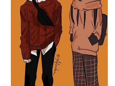 Megumi Fushiguro and Itadori Yuuji from Jujutsu Kaisen animation anime app design fanart illustration itadori jjk jujutsu kaisen krita megumi raster art