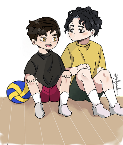 Miya Atsumu and Sakusa Kiyoomi from Haikyuu animation anime app atsumu design fanart haikyuu illustration krita raster art