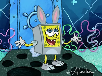 Spongebob from Spongebob app cartoon fanart illustration krita raster art spongebob