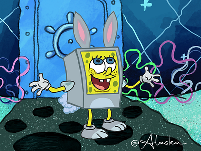 Spongebob from Spongebob app cartoon fanart illustration krita raster art spongebob