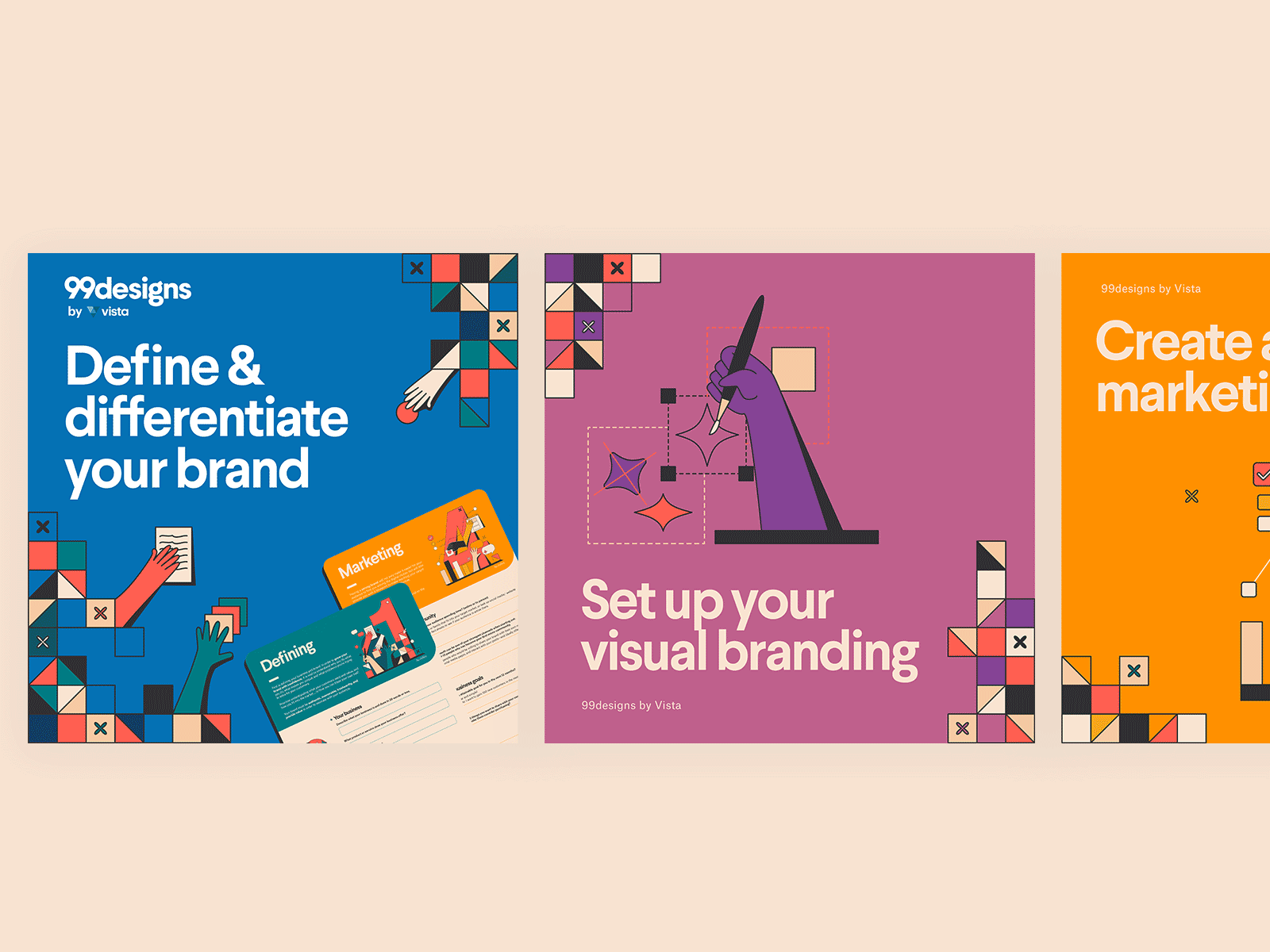 99designs Worksheets - Carousel Ad Set 1 ad brand branding business carousel clean colorful design illustration lineart marketing set vector web worksheet