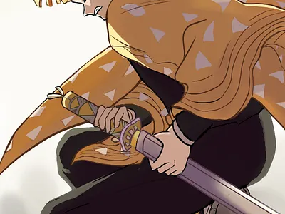Zenitsu From Demon Slayer anime app demon slayer design fanart illustration krita raster art zenitsu
