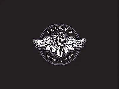 Lucky 7 Sportswear graphic design logo skull wings