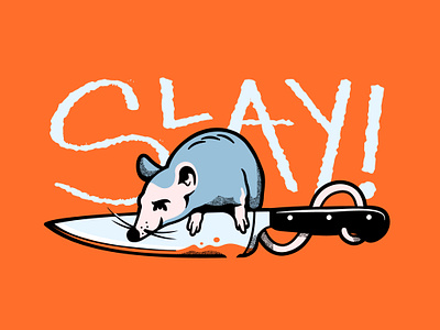 Slay! design doodle drawing halloween illustration knife rat typography vector