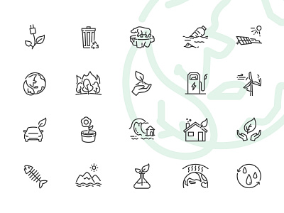 Ecology icons design ecology environment icon illustration ui