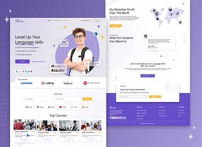 Language School Website Design clean design hero section landing language modern typography ui ux web web design website