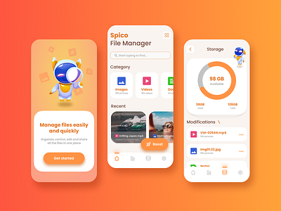 File Manager App app design file file manager gradient mobile design storage ui ux
