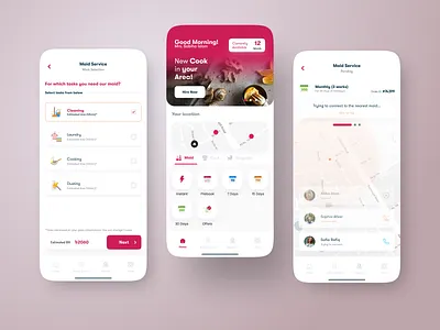 Hellotask V3 - Maid/Helper service app UI UX design android app design app app home ui calendar design card design chef app clean ui home ios app design loader design maid service app map ui mobile app mobile app home ui saas app design slider design ui ux