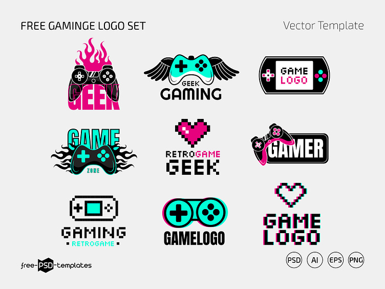 Free Gaming Logo Template by Free PSD Templates on Dribbble