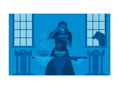 Goldilocks and the big bad wolf - 2 of 2 blue cyan design girl goldilocks graphic design illustration story vector wolf