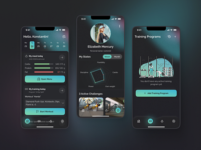 Platforma - training programs & meal plans mobile app dark theme fitness jym light theme meal plan mobile app sport trainer training trainings workouts