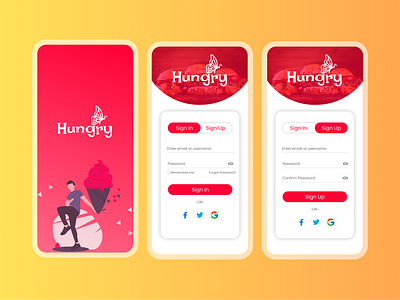 Sign In & Sign Up android login app branding design food delivery app graphic design login minimalistic design mobile app mobile login mobile sign up register sign in sign up simple design ui