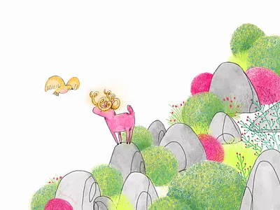 Golden Horn childrens illustration digital digital illustration goat golden horns illustration mountain nature