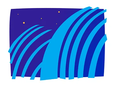 Kauffman Center at night architecture blue building cyan design flat graphic design illustration vector