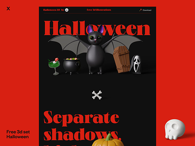Free Halloween 3d illustrations 3d icon animation coffin dracula halloween halloween 3d landing pumpkin red skull