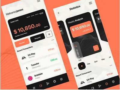 Finance - Mobile App app banking branding card design finance invest mobile request statistics transactions transfer ui user experience user interface wallet