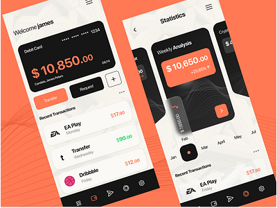 Finance - Mobile App app banking branding card design finance invest mobile request statistics transactions transfer ui user experience user interface wallet