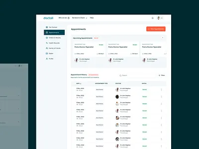 Health-Tech Dashboard - Appointments (Scheduling & Viewing) app design ui ux
