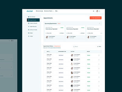 Health-Tech Dashboard - Appointments (Scheduling & Viewing) app design ui ux