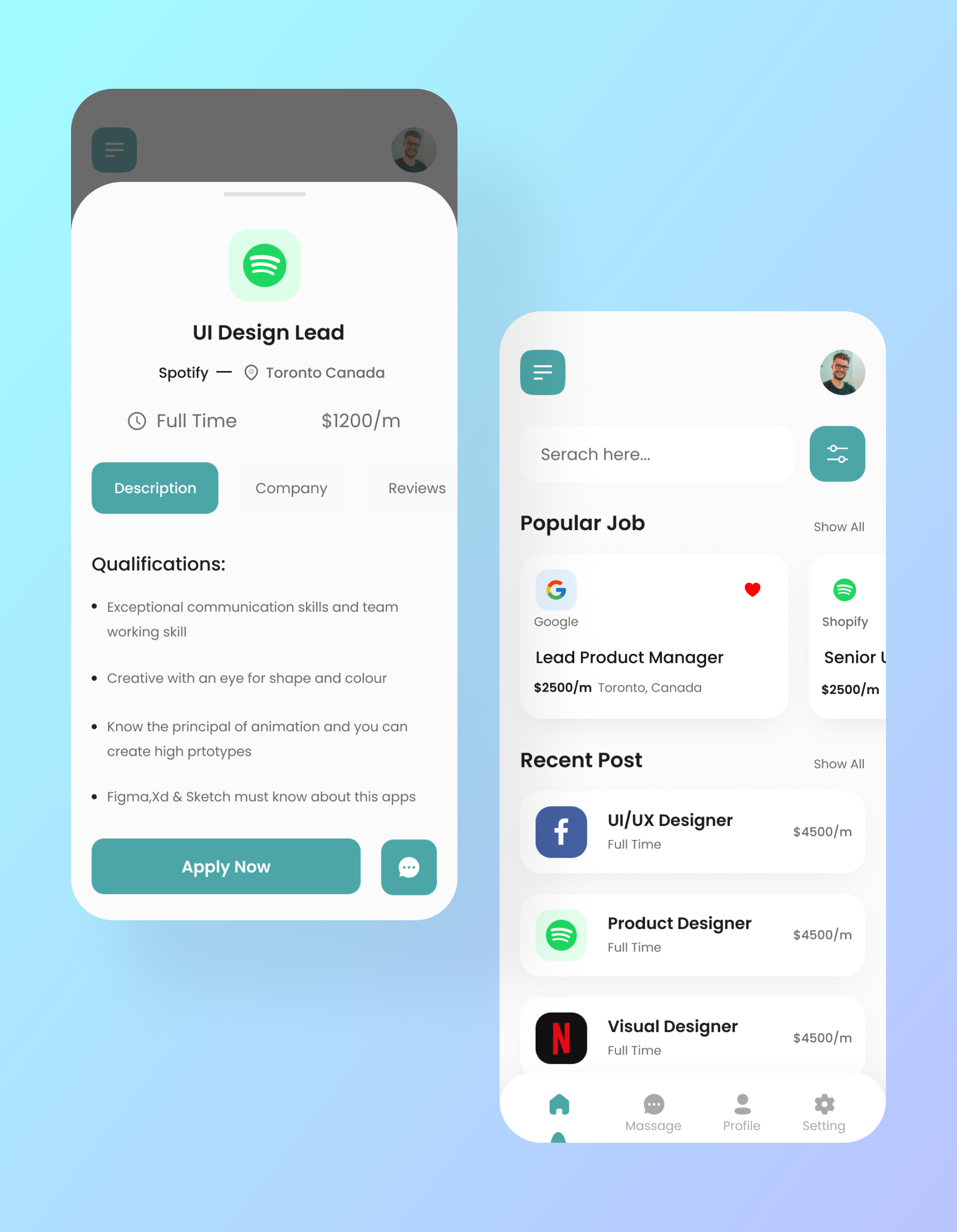 Job Portal App UI Kit by FigmaUI4Free on Dribbble