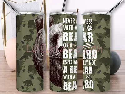 Bear 20oz Skinny Tumbler bear tumbler design graphic design vector