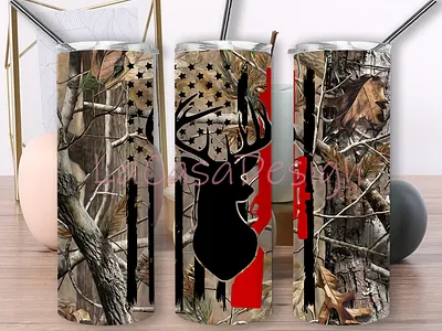 Deer Hunting Flag Camo Tumbler deer camo deer hunting deer tumbler design graphic design usa flag