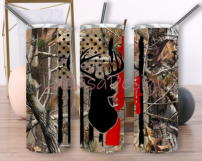 Deer Hunting Flag Camo Tumbler deer camo deer hunting deer tumbler design graphic design usa flag