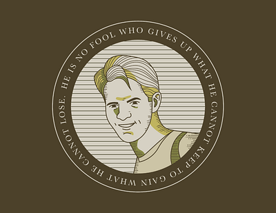 Jim Elliot Illustration badge bible christian church design illustration illustrator linework portrait reformed