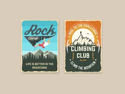 Outdoor Adventure Posters adventure badge banner camp camping climb climbing design illustration mountain outdoor poster rock ui