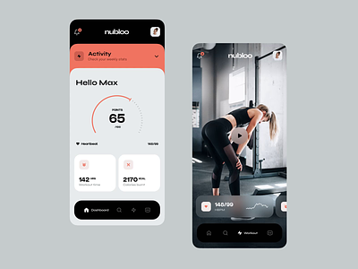 Nubloo app ai animation app black fitness gym mobile motion orange personal trainer ui ux