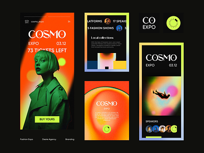 UI Elements | COSMO animation branding design desire agency events fashion fashion events graphic design holographic identity instagram stories logo logotype lucid colors modeling motion motion graphics onboarding stories ui