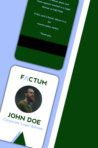 ID Card Mockup Factum brand branding design identity logo