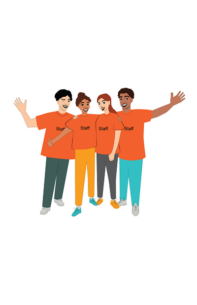 Camp counselors advertising camp character design characters design friends graphic design illustration team vector web illustration