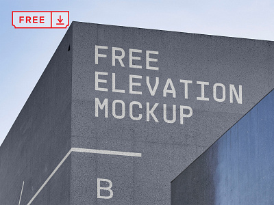 Free Elevation PSD Mockup branding building design download elevation free freebie identity logo mockup psd template typography wall
