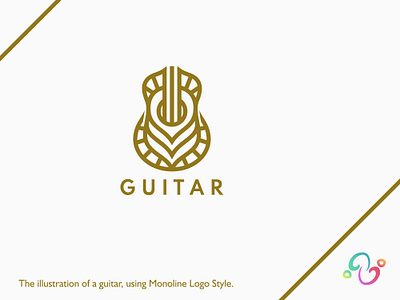 Guitar Logo acoustic brand design brand designer chord elegant guitar instrument line logo design logo designer logo for sale logo idea logo inspiration logomark logotype luxurious luxury monoline music zzoe iggi