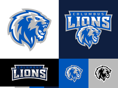 Columbus Lions®: A New Era arena football badge blue brand branding design football illustration indoor lions logo monogram pro sports sports branding