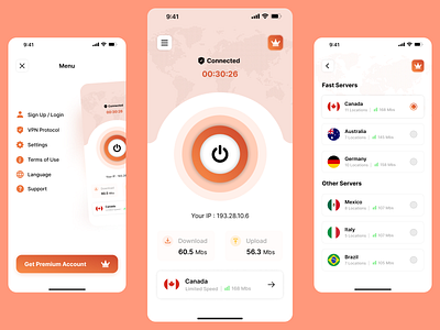VPN Service | Mobile App android app app screen design design ios app mobile app design mobile ui mobile ux ui ui design ui ux design ux uxui vpn vpn app vpn mobile app vpn service vpn service app vpn service mobile app