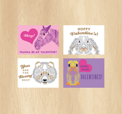 Valentine Printable cards animals design graphic design illustration printable cards valentine cards valentines