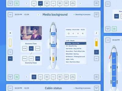 Flight Attendant Panel (light) 💡👩‍✈️ app design dark theme dark ui figma ui ui design