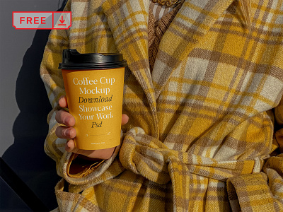 Free Coffee Cup with Men in Bathrobe Mockup branding coffee coffee cup design download free freebie identity logo mockup psd template typography