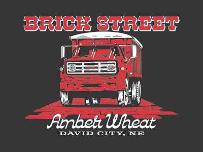 Brick Street Amber Wheat amber beer branding brick craft beer david city gmc grain hand drawn harvest illustration microbrew nanobrew nebraska procreate street truck typography vector art wheat