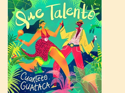 Que Talento Album Cover album cover caribbean cover cover art dance illustration music salsa summer
