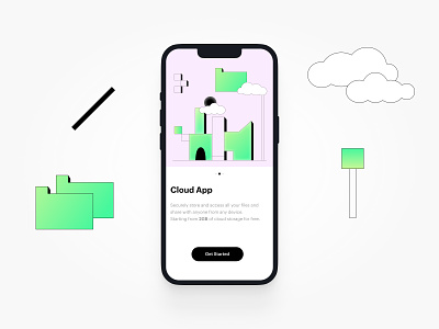App assets and illustrations for a cloud storage App app assets design flat style illustration minimal onboarding screen ui uiux ux