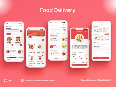Food Delivery App for 10am Studio Design Challenge 10am 10amdesignchallenge anniversary design design challenge design challenge indonesia food food app food delivery food ordering mobile app ui uidesign uiux design