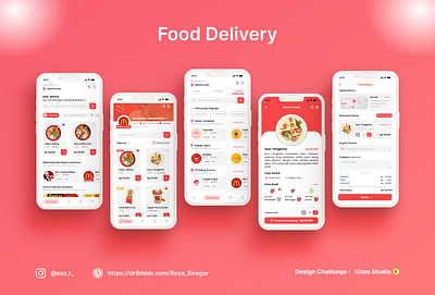 Food Delivery App for 10am Studio Design Challenge 10am 10amdesignchallenge anniversary design design challenge design challenge indonesia food food app food delivery food ordering mobile app ui uidesign uiux design